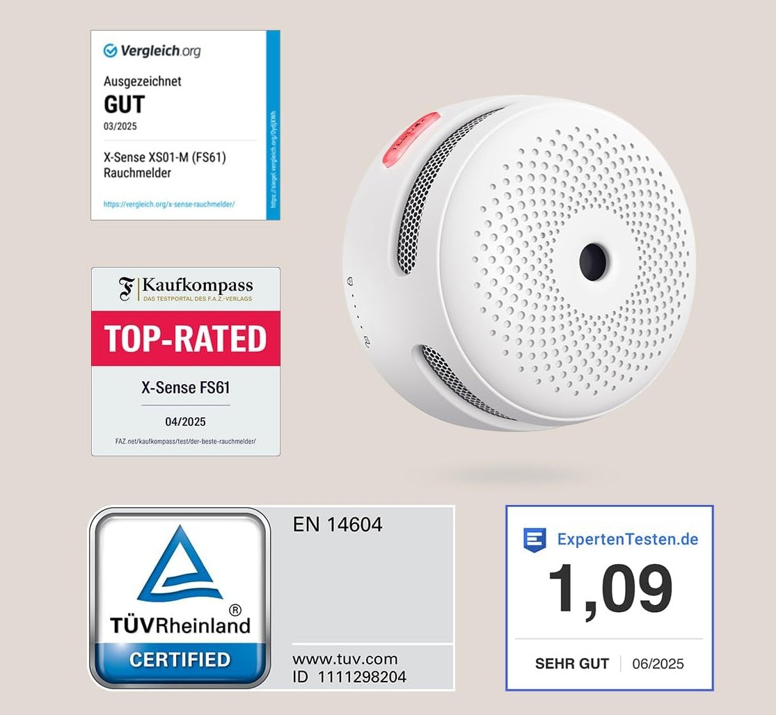 X-Sense Wireless Smart Smoke Detector XS01-M, Compatible with SBS50 Base Station and X-Sense Home Security App