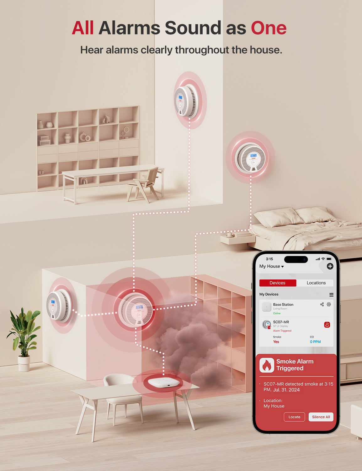 X-Sense SC07-MR Smoke and Carbon Monoxide Detector, Base Station Required