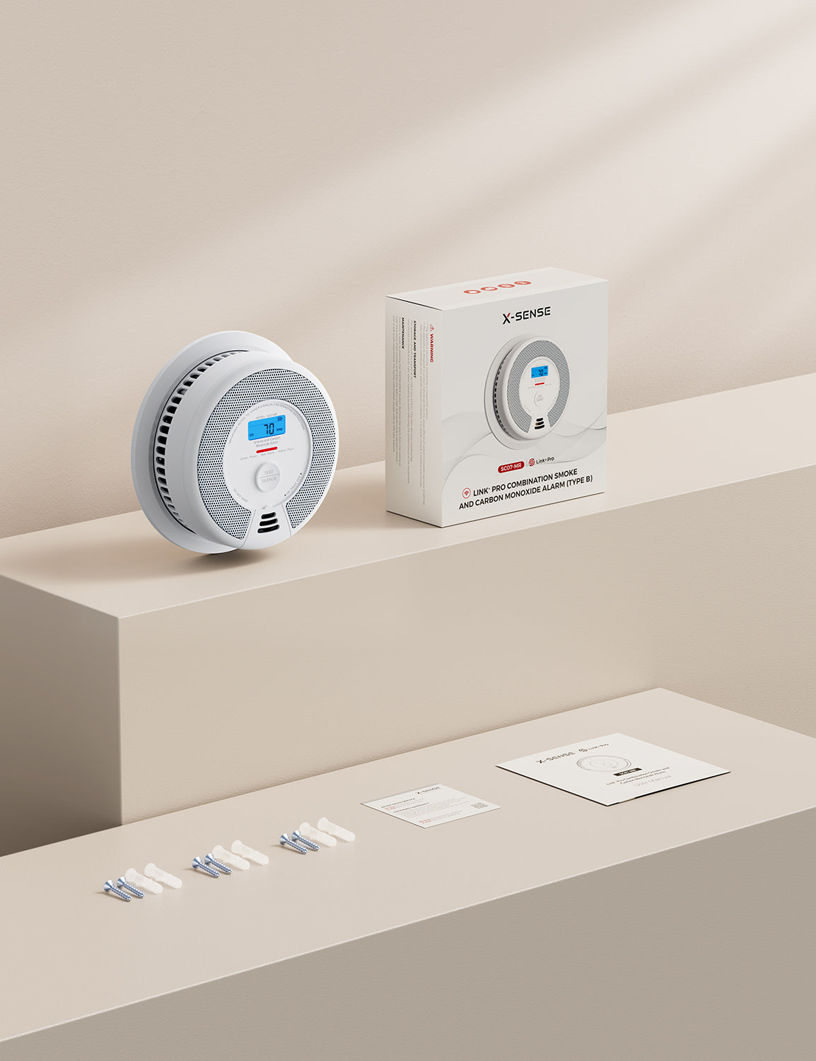 X-Sense SC07-MR Smoke and Carbon Monoxide Detector, Base Station Required