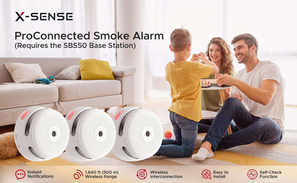 X-Sense Wireless Smart Smoke Detector XS01-M, Compatible with SBS50 Base Station and X-Sense Home Security App