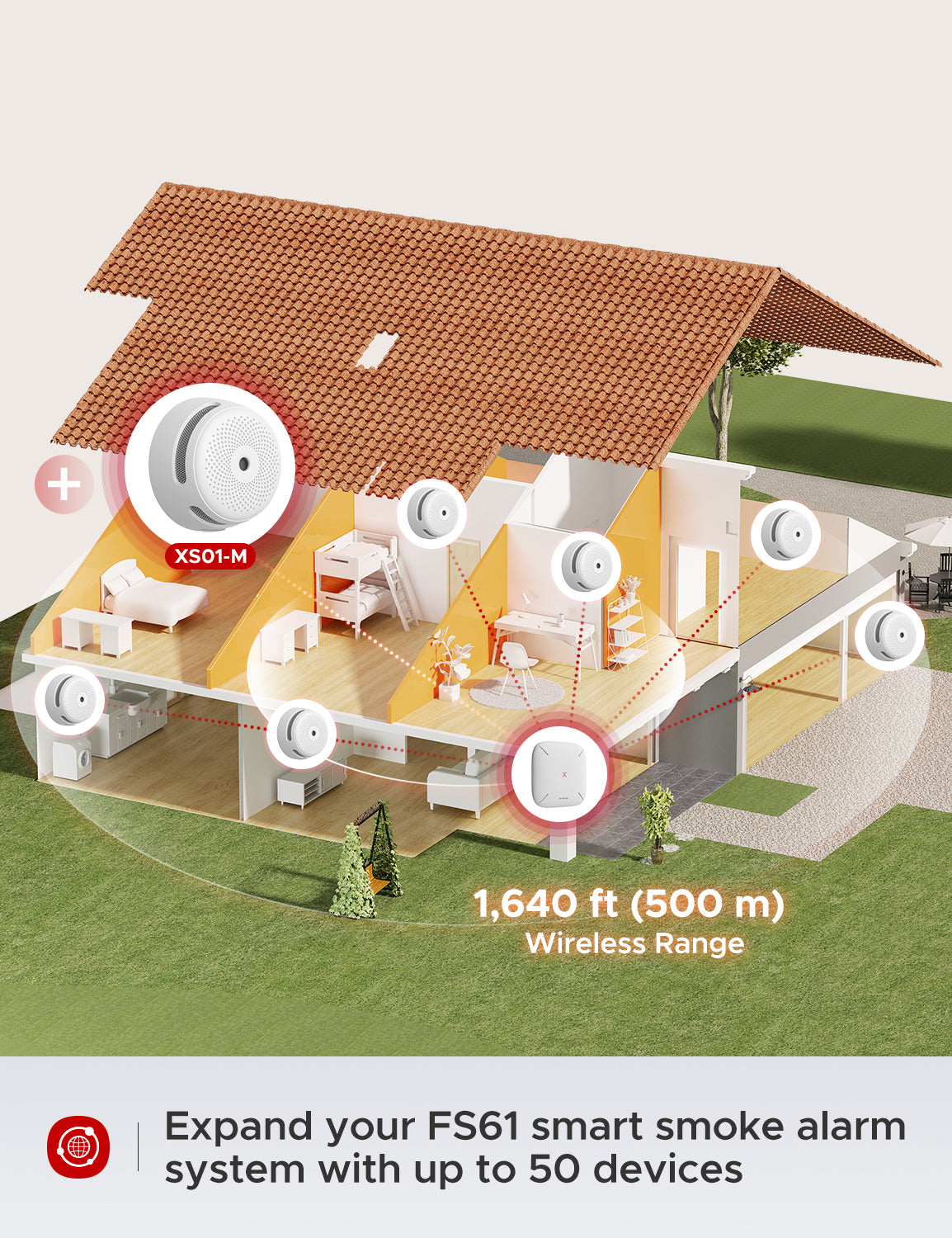 X-Sense Wireless Smart Smoke Detector XS01-M, Compatible with SBS50 Base Station and X-Sense Home Security App