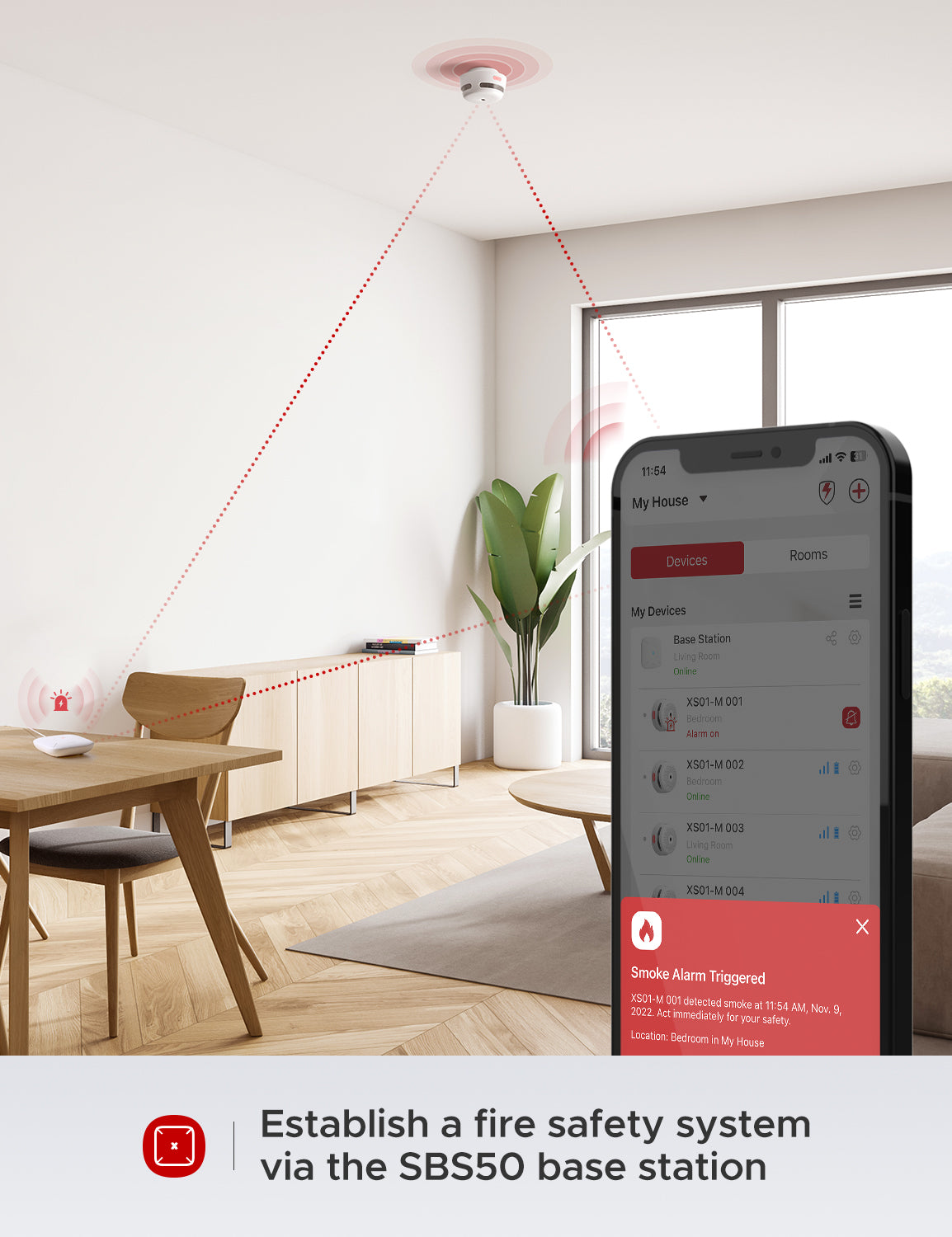 X-Sense Wireless Smart Smoke Detector XS01-M, Compatible with SBS50 Base Station and X-Sense Home Security App
