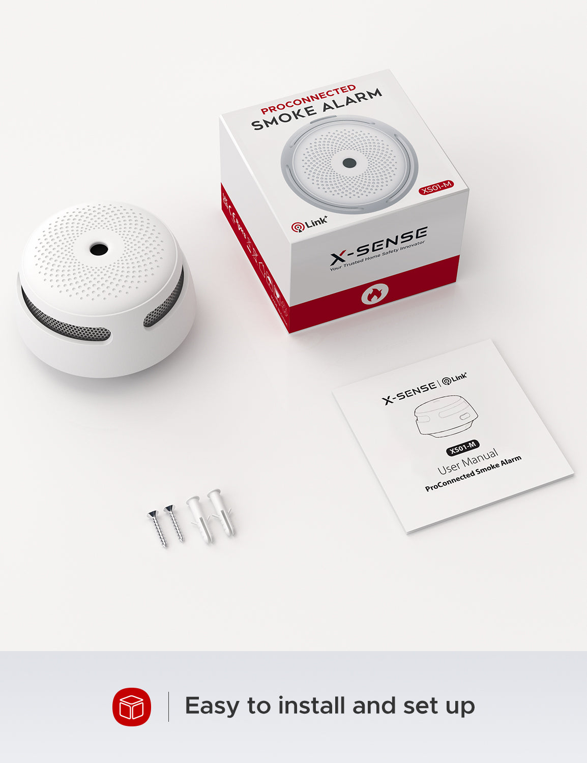 X-Sense Wireless Smart Smoke Detector XS01-M, Compatible with SBS50 Base Station and X-Sense Home Security App
